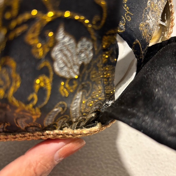 Full face Jester Joker Venetian Masquerade carnival mask wall decor gold 3 bells - Picture 8 of 8